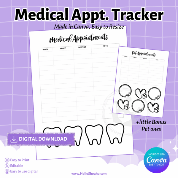 Medical Appointment Tracker Insert