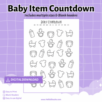 30 Baby Items CYO Countdown Tracker