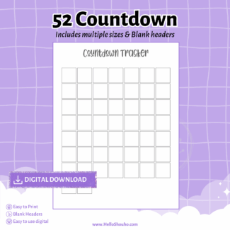 52 Squares Tracker on 1 page